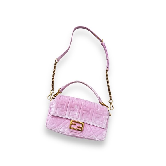 FENDI velvet embossed FF Rosa baguette - Picture 2 of 7